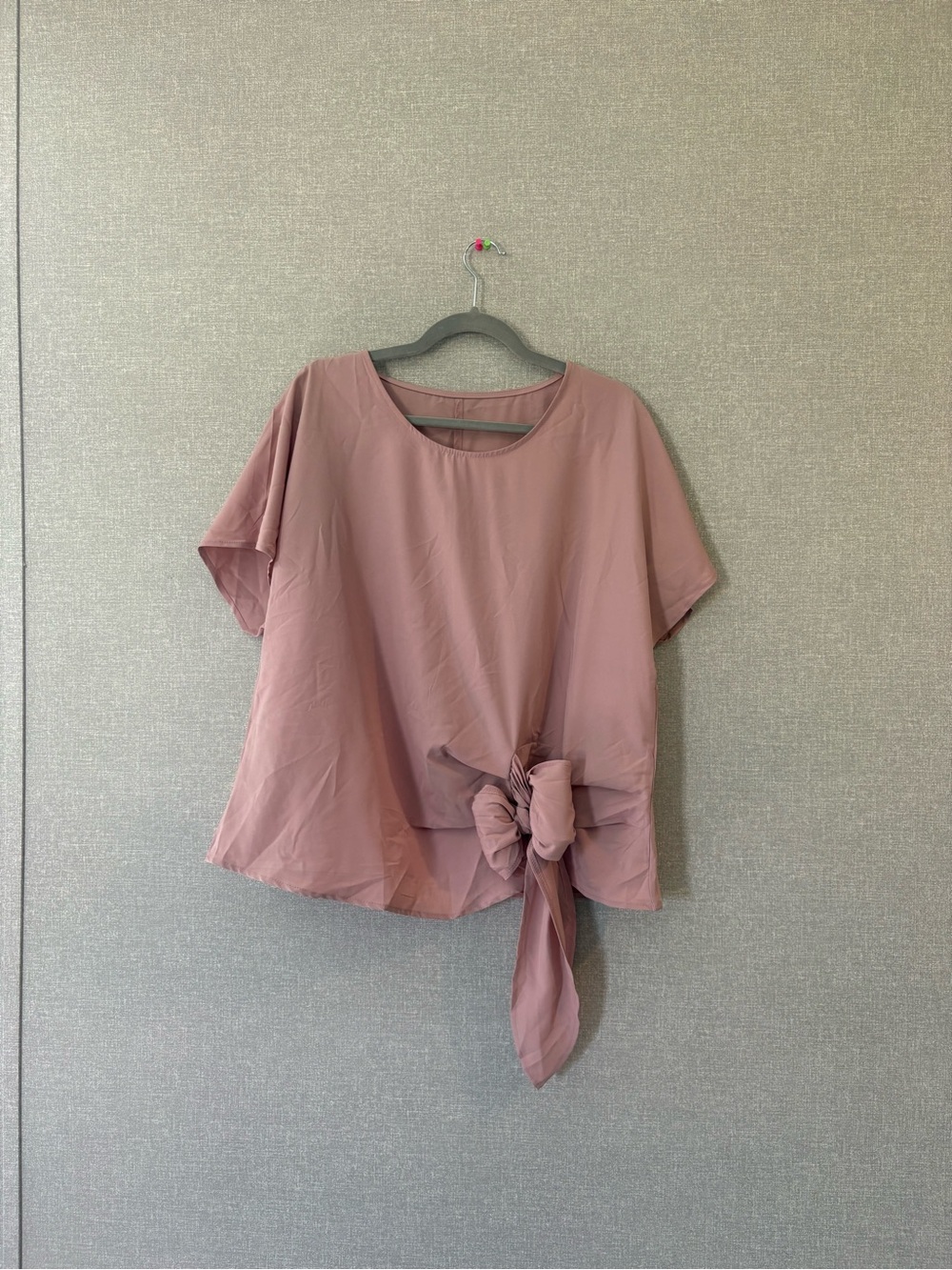 Tie-Front Short Sleeve Top in Dusty Rose